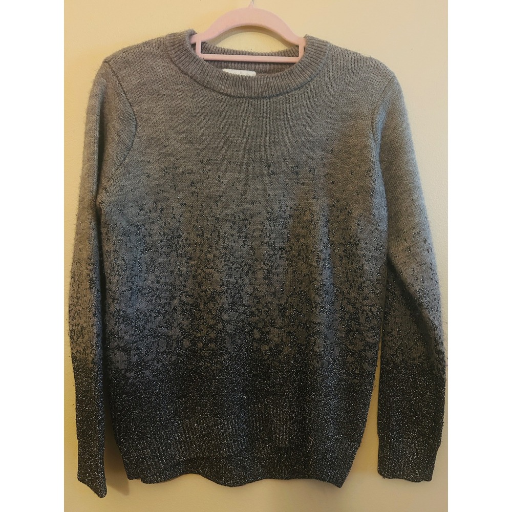 H&M Ombre Metallic Shimmer Sweater Women Small Grey Black Excellent Lurex Knit